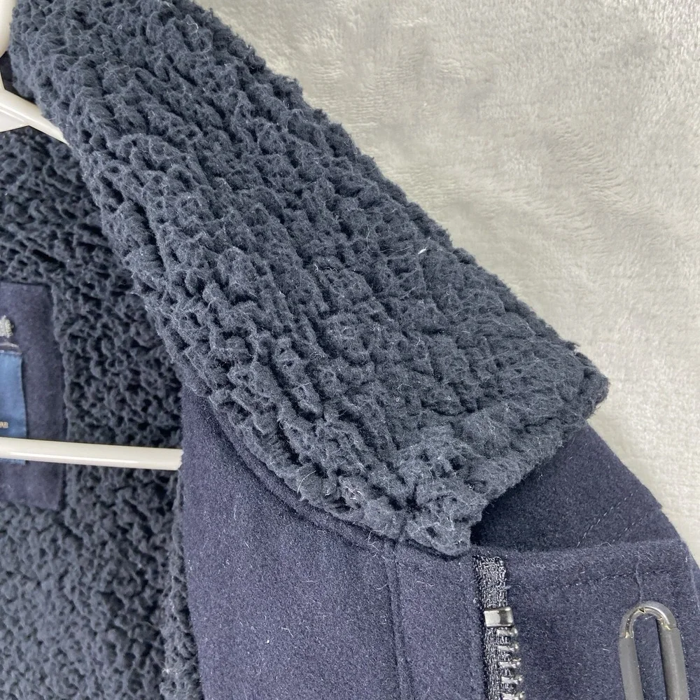 Roark Axeman Jacket Mens Large Full Zip Sherpa Lined Chore Wool Blend Clasp Blue